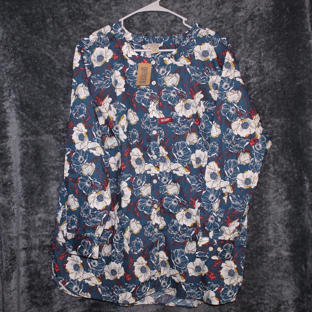 NWT Duluth Trading Co. Dark Teal Floral Tunic - Picture 2 of 7